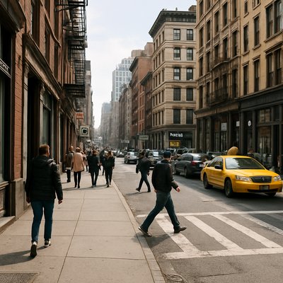urban street with city activity