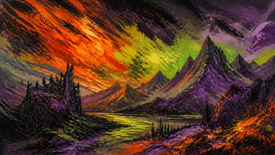 sweeping panoramic landscape with a dramatic sky