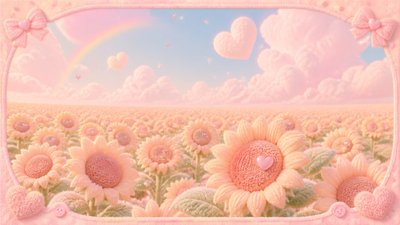 an endless field of sunflowers under summer clouds, no people