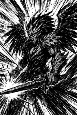 a demon with a sword in his hand