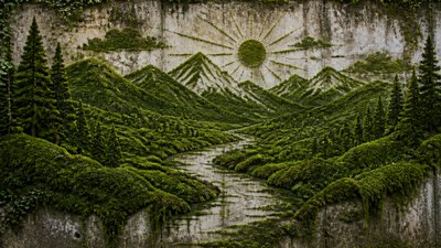 a vast valley with a river winding toward distant mountains at sunrise, no people, no text