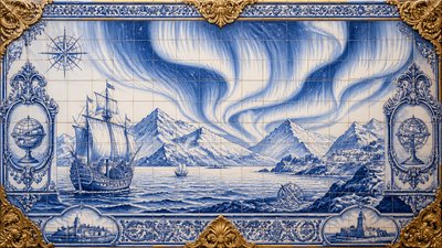 a flowing aurora over snowy peaks, wide sweeping composition, no people, no text