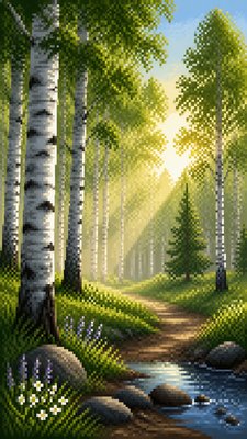 a serene birch forest in soft morning light, no people, no text