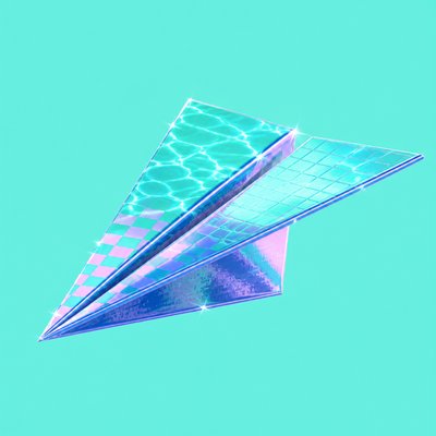 a paper plane, clean minimal composition on a plain background, no text
