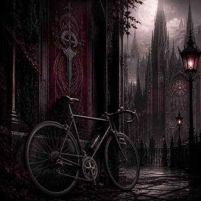 bicyle resting against a wall — Modern Gothic Art