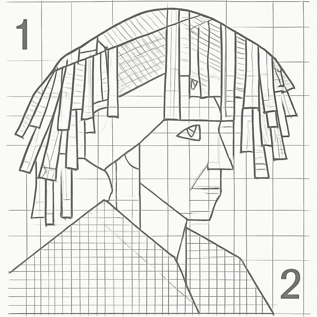 a drawing of a woman's head with lines on it