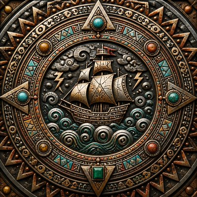 sailing ship on a stormy sea