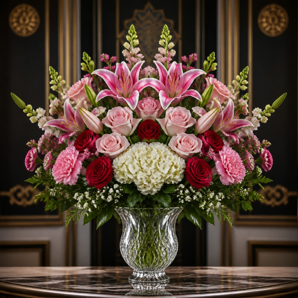 bouquet of flowers in a glass vase — Perfect Symmetry Art Style