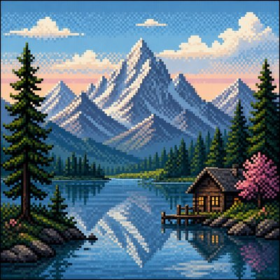 serene landscape with mountains and water