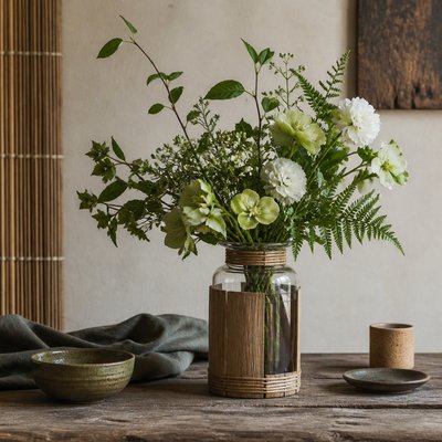 bouquet of flowers in a glass vase