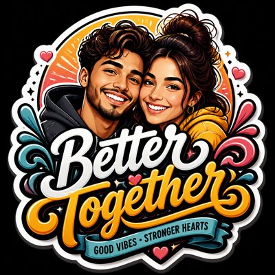 portrait of two people together — Typography Sticker Design