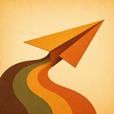 a paper plane, clean minimal composition on a plain background, no text