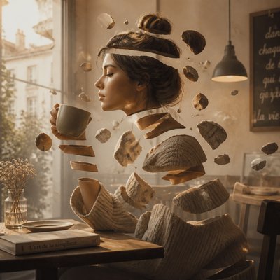 cozy cafe interior with warm lighting