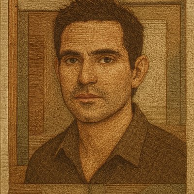 a portrait of a man in a brown shirt