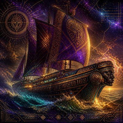 sailing ship on a stormy sea