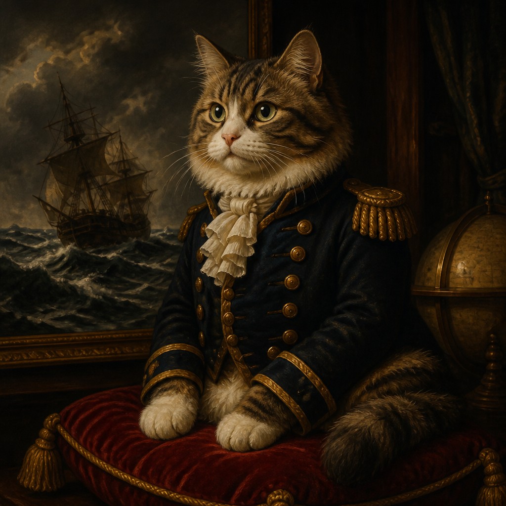 sailing ship on a stormy sea — Classic Pet Portrait Art Style