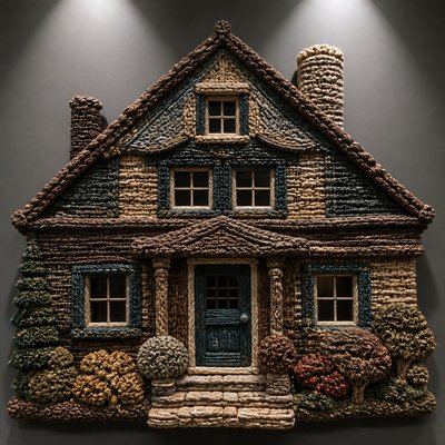 house with front view — Fiber Art Style
