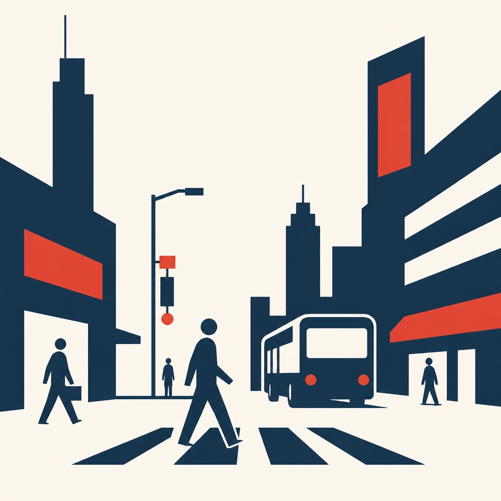 urban street with city activity