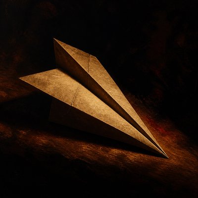 a paper plane, clean minimal composition on a plain background, no text