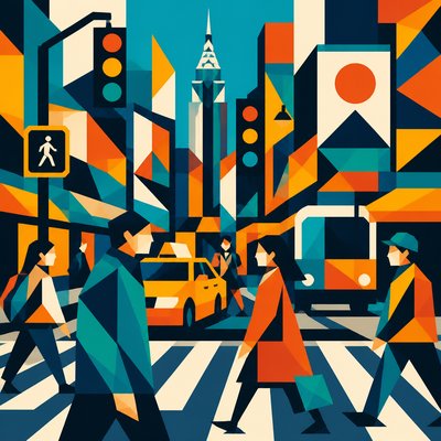 urban street with city activity