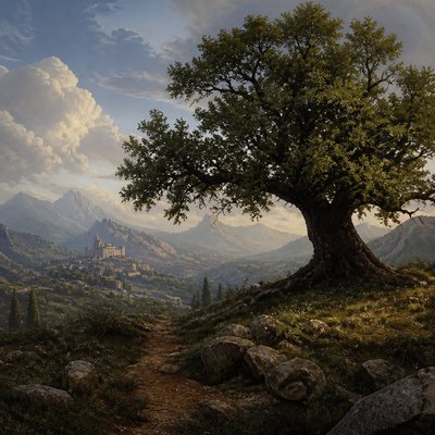 a tree in nature — Matte Painting Style