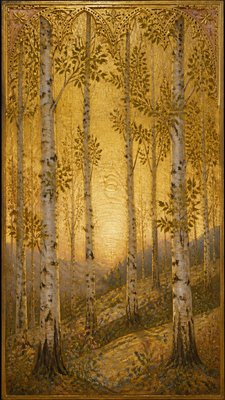 a serene birch forest in soft morning light, no people, no text
