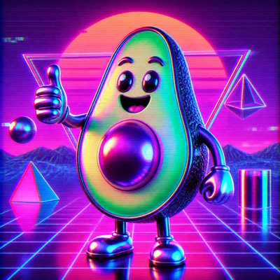 a happy avocado character giving a thumbs up, bold readable design on a plain background, no text