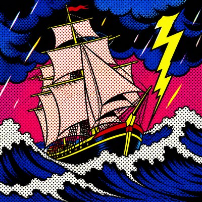 sailing ship on a stormy sea