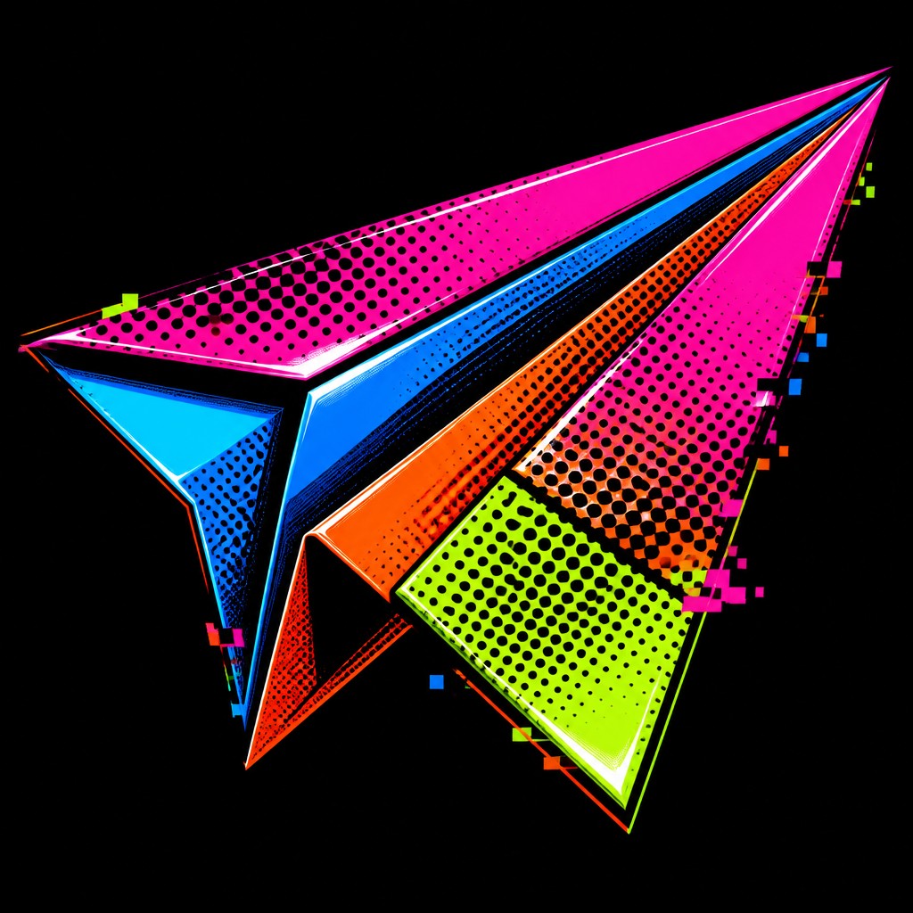 a paper plane, clean minimal composition on a plain background, no text