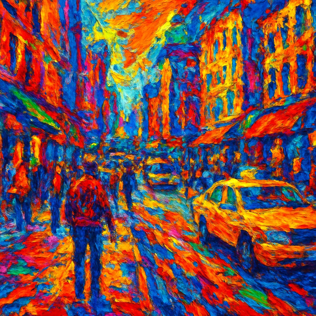 urban street with city activity