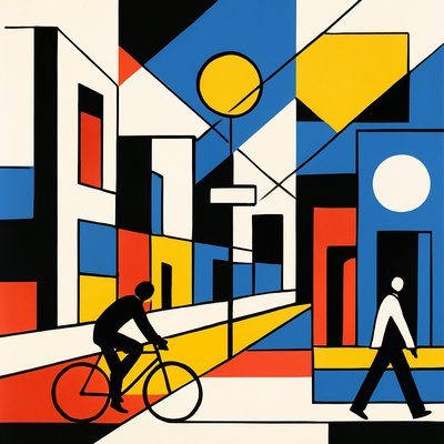 urban street with city activity
