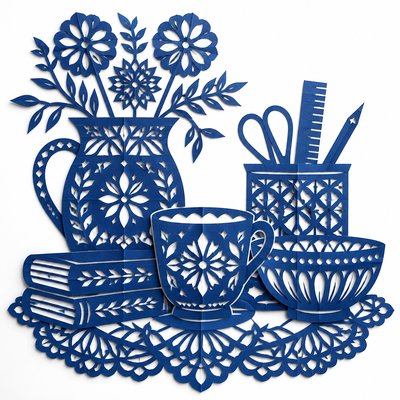 still life with everyday objects — Papercutting Art Style