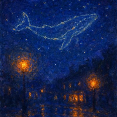 Cetus in the starry night sky.