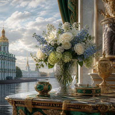 bouquet of flowers in a glass vase