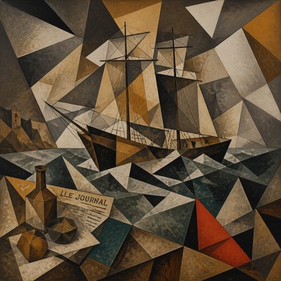 sailing ship on a stormy sea