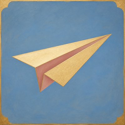 a paper plane, clean minimal composition on a plain background, no text