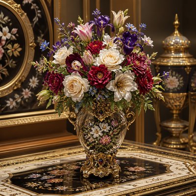 bouquet of flowers in a glass vase