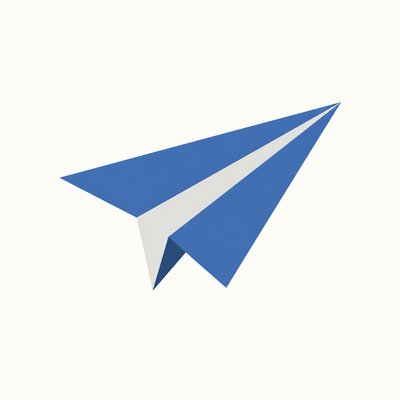 a paper plane, clean minimal composition on a plain background, no text