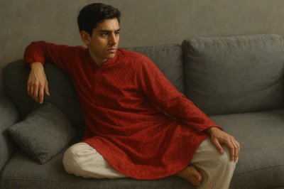 a painting of a man sitting on a couch