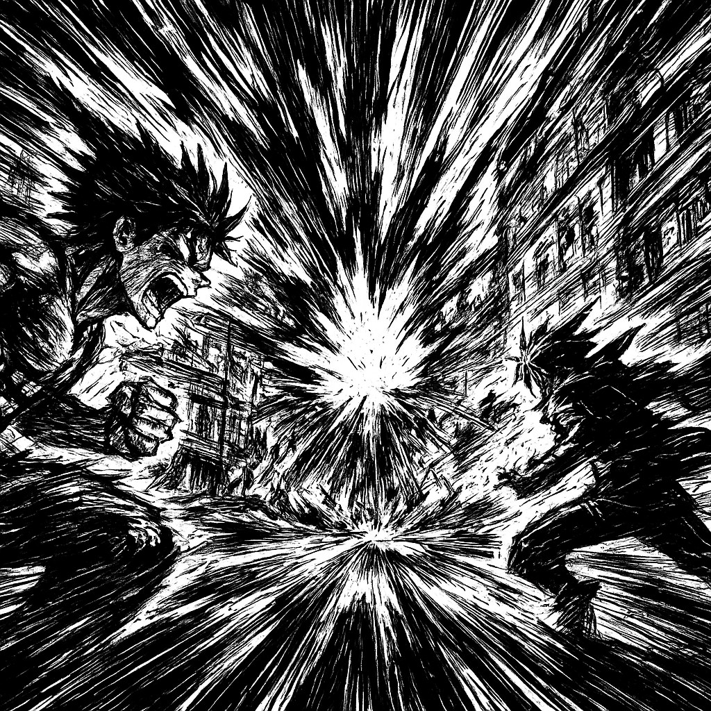 Shonen Battle Manga Art Style Style Transfer Example