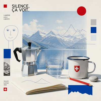 still life with everyday objects — Swiss Art Style
