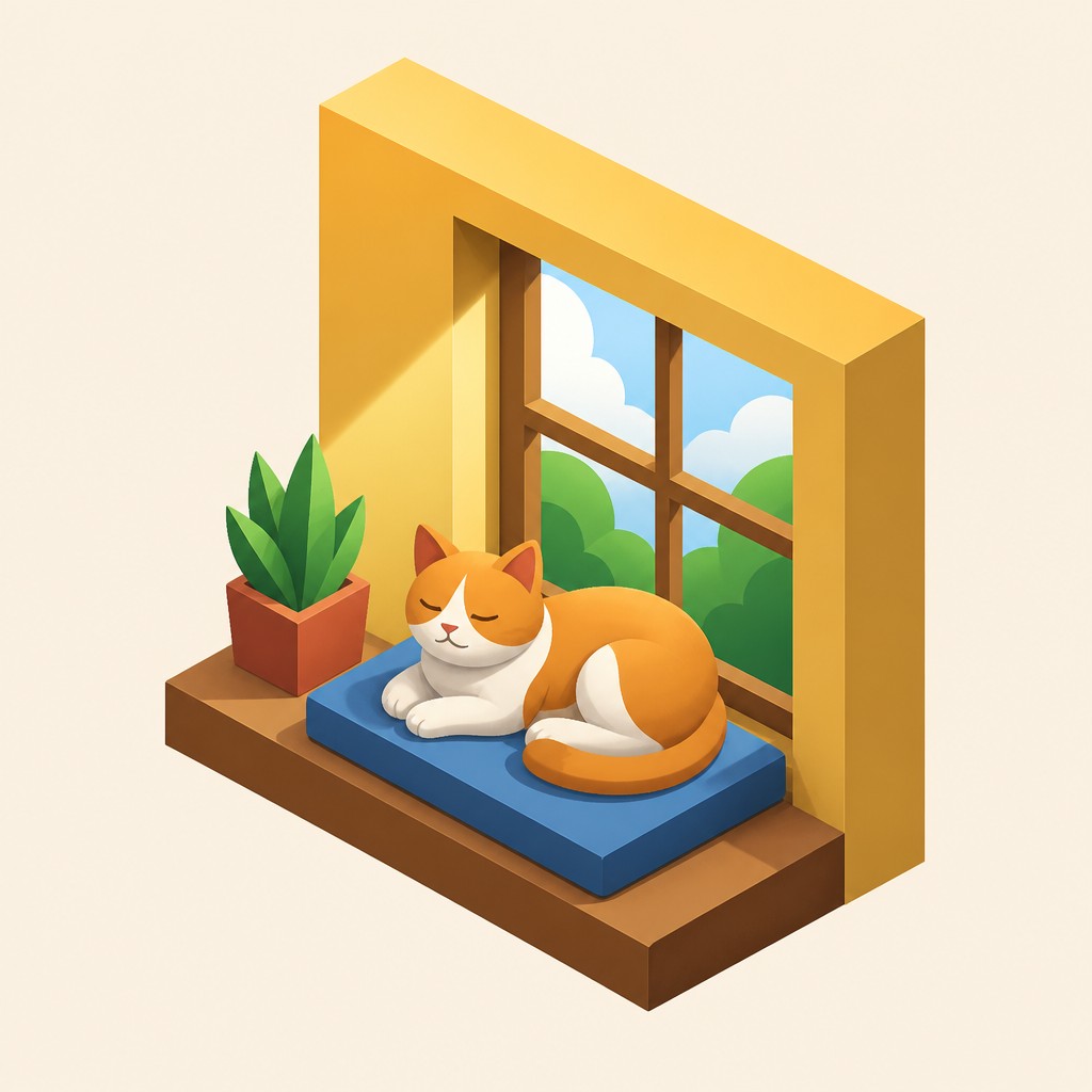 a cat lounging in a sunlit window