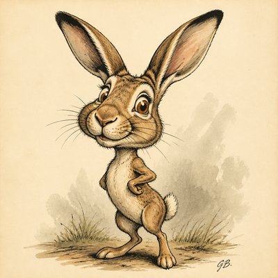 animal standing in natural pose — Caricature Art Style
