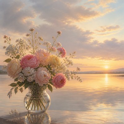 bouquet of flowers in a glass vase