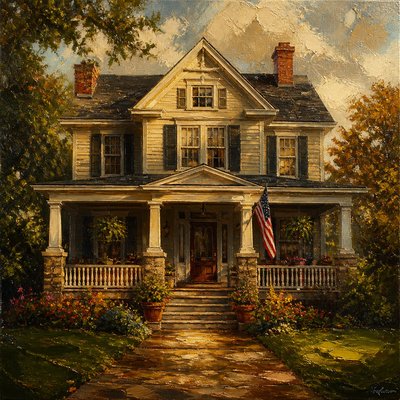 house with front view — Oil Painting Art Style