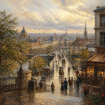wide landscape with natural scenery — Cityscape Painting Style
