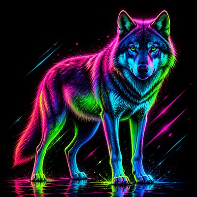 animal standing in natural pose — Neon Pop Art Style