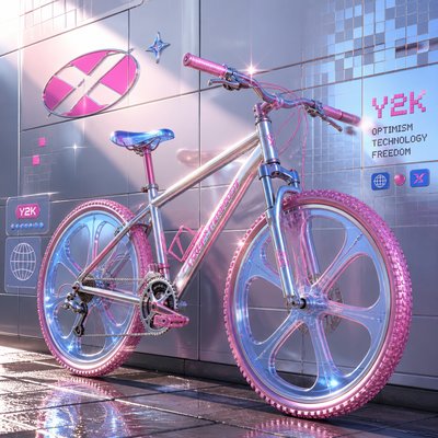 bicyle resting against a wall — Y2K Aesthetic