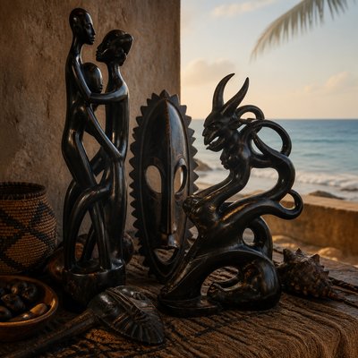 still life with everyday objects — Mozambican Art Style