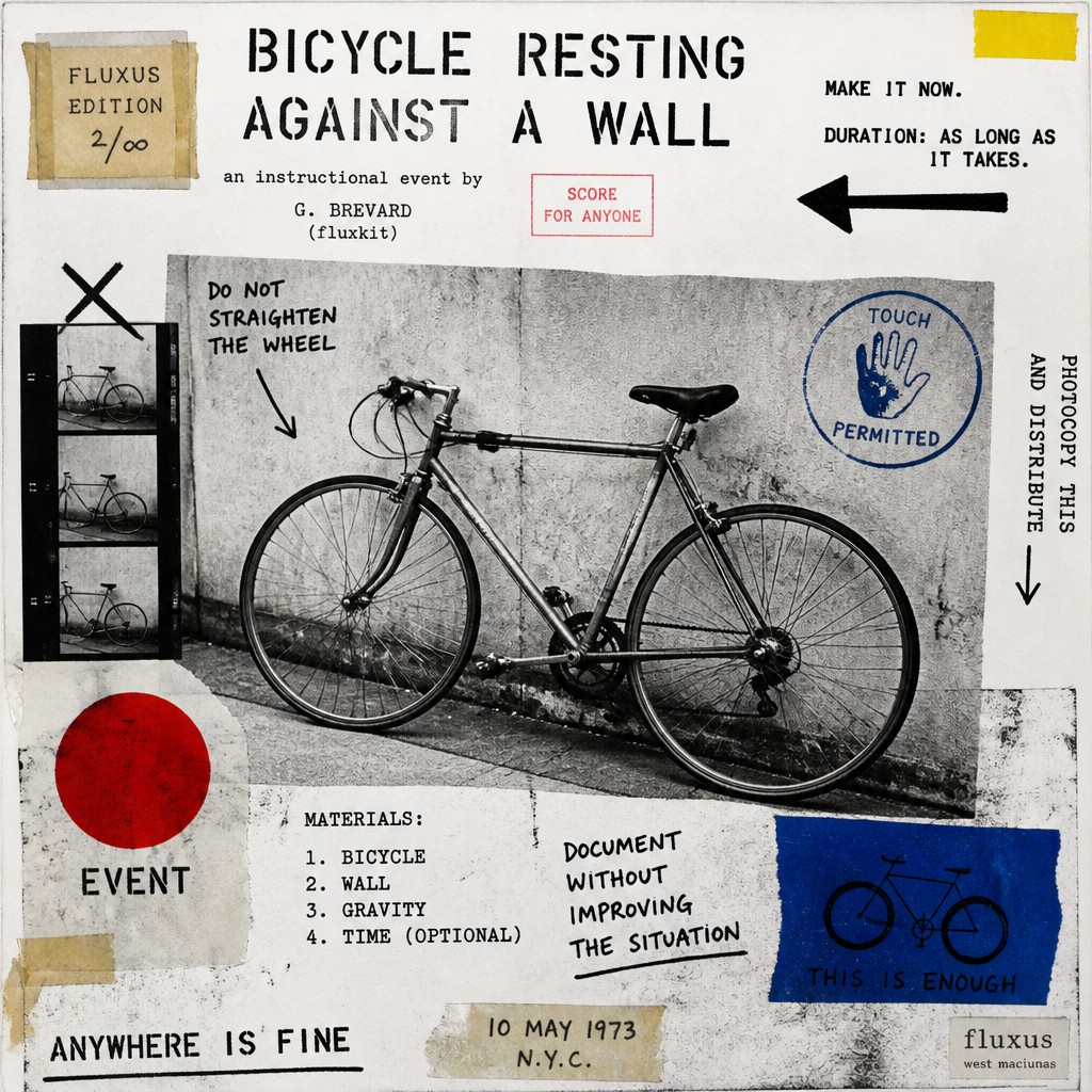 bicyle resting against a wall